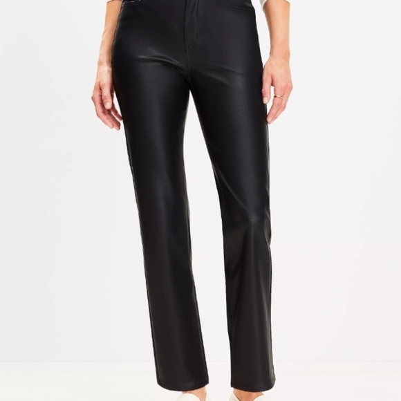 LOFT Women's Black 5 Pocket Leather Pants - Picture 3 of 3